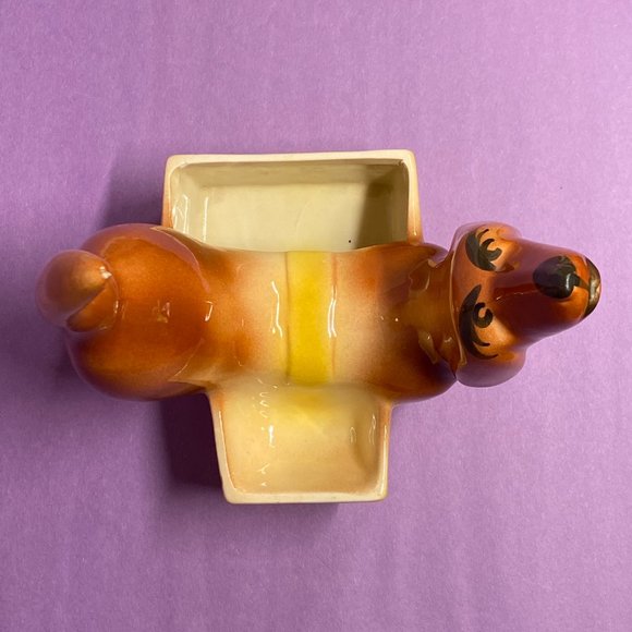 MidCentury 1950’s Dachshund Kitschy Ceramic Dresser Caddy Trinket Planter - Picture 2 of 9